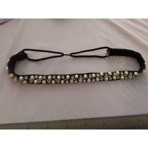 Elegant Elastic Headband With Faux Pearls & Rhinestones For Women